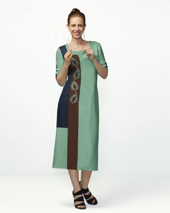 Sea Green Color Kurti. Exclusively designed, this kurti with regular fit will enhance your curves and soft modal will keep you comfortable. Pair it with contrast leggings and sandals to get complimented for your classy choice.