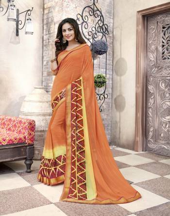 For Your Casual Or Semi-Casual Wear, Grab This Pretty Saree In Orange Color Paired With Orange Colored Blouse. This Saree And Bouse Are Fabricated On Georgette Beautified With Printed Border. Buy This saree Now.