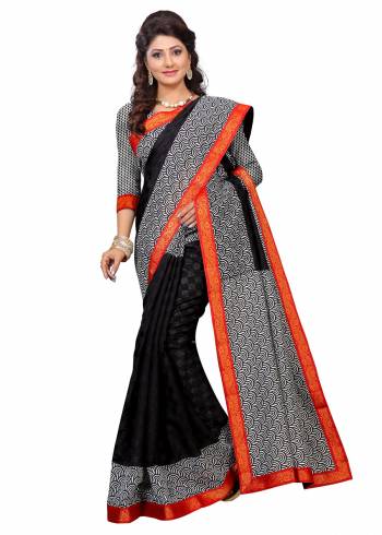 For A Simple, Rich And Elegant Look, Grab This Saree In Black And White Color Paired With White And Black Colored Blouse. This Saree And Blouse Are Fabricated On Art Silk Beautified With Prints And Lace Border. Buy This Saree Now.