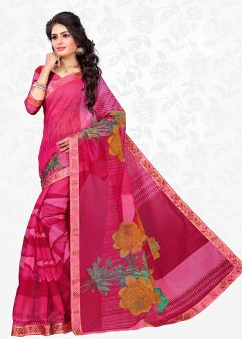 Shine Bright Wearing This Saree In Dark Pink Color Paired With Dark Pink Colored Blouse. This Saree Is Fabricated On Cotton Silk Paired With Art Silk Fabricated Blouse. It Is Beautified With Bold Floral Prints. Buy Now.