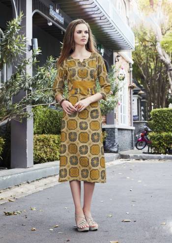 Add This Pretty Kurti To Your Wardrobe In Yellow Color Fabricated On Cotton Beautified With Prints All Over It. This Kurti Is Light Weight And Ensures Superb Comfort All Day Long.