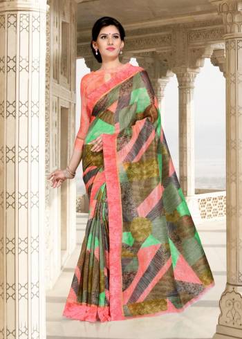 Go Colorful Wearing This Saree In Multi Color Paired Peach Colored Blouse. This Saree And Blouse Are Fabricated On Chanderi Cotton Which Ensures Superb Comfort All Day Long.