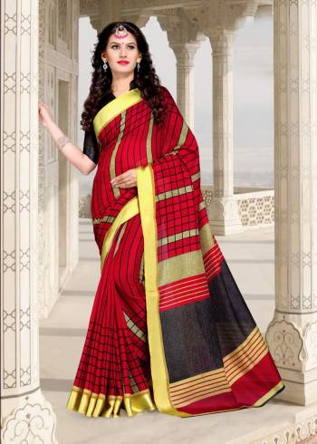 Rich And Beautiful Looking Saree Is Here With This Saree In Maroon Color Paired With Black Colored Blouse. This Saree And Blouse Are Fabricated On Chanderi Cotton Beautified With Prints All Over. Buy This Saree Now. 