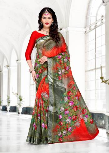 Go Colorful Wearing This Saree In Multi Color Paired With Red Colored Blouse. This Saree And Blouse Are Fabricated On Chanderi Cotton Which Ensures Superb Comfort All Day Long.