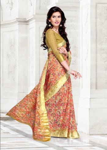 Go Colorful Wearing This Saree In Multi Color Paired With Beige Colored Blouse. This Saree And Blouse Are Fabricated On Chanderi Cotton Which Ensures Superb Comfort All Day Long.