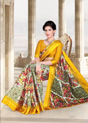 Go Colorful Wearing This Saree In Multi Color Paired With Musturd Yellow Colored Blouse. This Saree And Blouse Are Fabricated On Chanderi Cotton Which Ensures Superb Comfort All Day Long.