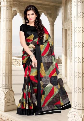 Go Colorful Wearing This Saree In Multi Color Paired With Black Colored Blouse. This Saree And Blouse Are Fabricated On Chanderi Cotton Which Ensures Superb Comfort All Day Long.