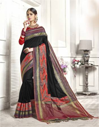 Enhance Your Beauty Wearing This Saree In Black Color Paired With Red Colored Blouse. This Saree And Blouse Are Fabricated On Art Silk. Its Fabric Gives A Rich Look To Your Personality And Also Ensures Superb Comfort All Day Long.