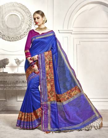 Shine Bright Wearing This Attractive Color With This Saree In Royal Blue Color Paired With Contrasting Magenta Pink Colored Blouse. This Saree And Blouse Are Fabricated On Art Silk. It Is Light Weight And Easy To Carry All Day Long.