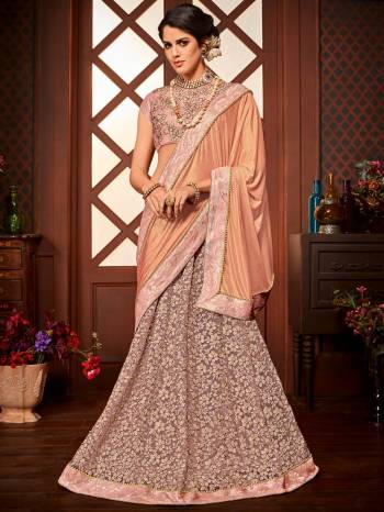 Presenting This Baby pink color Imported coated fabrics & diamond Net fabrics with Heavy work & jacquard border saree. look gorgeous at an upcoming any occasion wearing the saree. this party wear saree won't fail to impress everyone around you. Its attractive color and designer embroidered saree, moti line border, stone, heavy designer blouse and beautiful floral design work over the attire & contrast hemline adds to the look. Comes along with a contrast unstitched blouse.