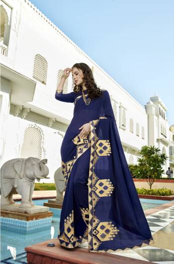 Shine Bright Wearing This Saree In Royal Blue Color Paired With Royal Blue Colored Blouse. This Saree And Blouse Are Fabricated On Soft Silk Beautified With Jari Embroidery And Stone Work. Buy This Designer Saree Now.