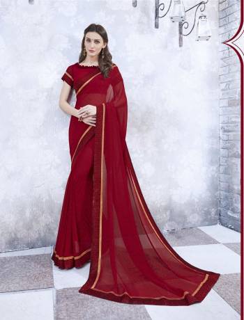 Queen Look Is Here With This Simple Saree In Maroon Color Paired With Maroon Colored Blouse. This Saree And Blouse Are Fabricated On Georgette Beautified With Prints. Its Fabrics Ensures Superb Comfort All Day Long. Buy Now.