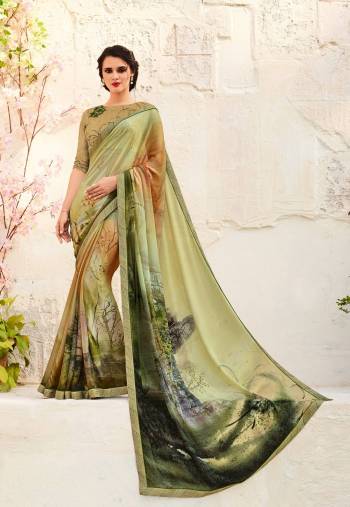 Simple And Elegant Looking Saree Is Here In Beige And Multi Color Paired With Beige Colored Blouse. This Saree Is Fabricated On Chiffon Crepe Paired With Art Silk Fabricated Blouse. It Is Beautified With Prints All Over It. Also It Is Soft Towards Skin And Easy To Carry All Day Long.