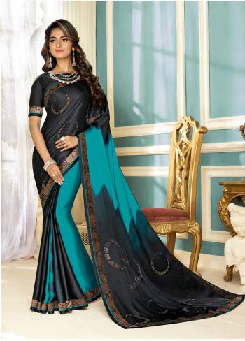 Grab This Designer Saree In Black And Blue Color Paired With Black Colored Blouse. This Saree And Blouse Are Fabricated On Fancy Fabric Which Gives A Rich Look To Your Personality And Also Ensures Superb Comfort All Day Long. Buy Now.