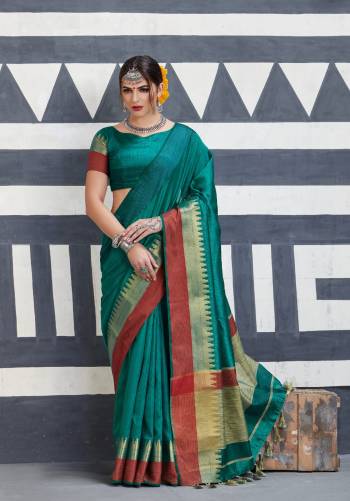 New And Unique Is Shade Is Here In Teal Green Color Paired With Teal Green Colored Blouse. This Saree And Blouse Are Fabricated On Nylon Art Silk. It Is Light In Weight And Easy To Carry All Day Long.