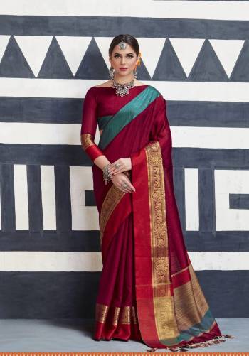 Adorn The Queen Look, Wearing this Royal Saree In Maroon Color Paired With Maroon Colored Blouse. This Saree And Blouse Are Fabricated On Nylon Art Silk Beautified With Weave. Wear This At Any Festive Or Social Gatherings. Buy Now.