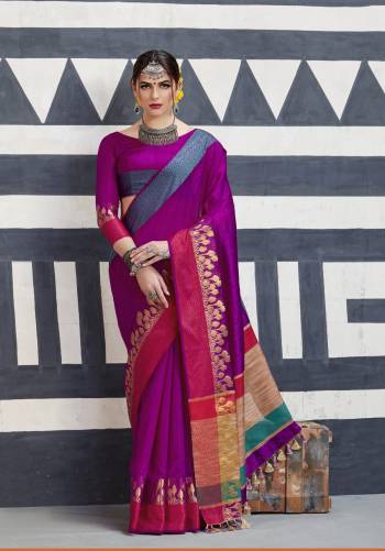 Attract All In This Lovely Purple Colored Saree Paired With Purple Colored Blouse. This Saree And Blouse Are Fabricated On Nylon Art Silk. it is Light Weight, Durable And Easy to Care For.