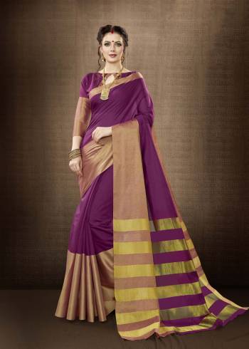 A Must Have Bright Shade In Every Womens Wardrobe Is Here With This Saree In Magenta Pink Color Paired With Magenta Pink Colored Blouse. This Saree And Blouse Are Fabricated On Cotton Silk, This Fabric Is Durable And Easy To Care For.