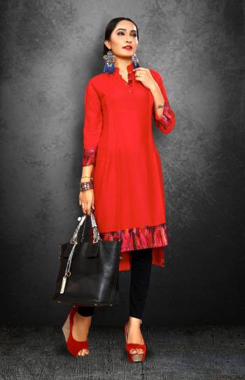 Grab This Pretty Attractive Red Colored Readymade Kurti For Your Casual Wear. This Kurti Is Fabricated On Rayon Which Is Soft Towards Skin And Easy To Carry All Day Long,