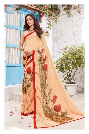 Simple and Elegant Looking Saree Is Here With Pretty Floral Prints. Grab This Saree In Beige Color Paired With Beige Colored Blouse. This Saree And Blouuse Are Fabricated On Georgette Which Is Light In Weight And Easy To Carry All Day Long.