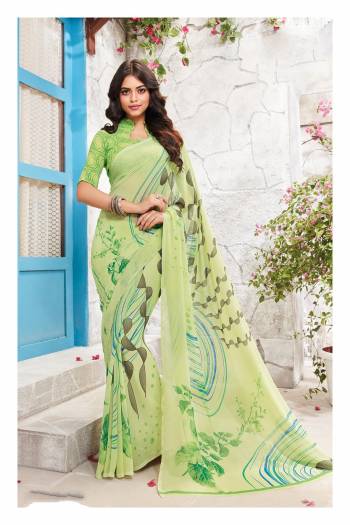 This Summer Is About Subtle Shades And Pastel Play So Grab This Saree In Pastel Green Color Paired With Pastel Green Colored Blouse. This Saree And Blouse Are Fabricated On Georgette Which Ensures Superb Comfort All Day Long.