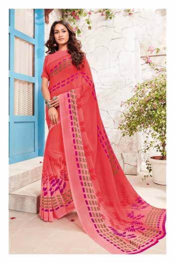 You Will Definitely Earn Lots Of Compliments Wearing This Saree In Dark Pink Color Paired With Dark Pink Colored Blouse. This saree And Blouse Are Fabricated On Georgette Beautified With Prints. Buy This Saree Now.