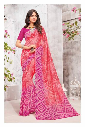 Every Womens Favourite Color Is Here With This Saree InPink Color Paired With Magenta Pink Colored Blouse. This Saree And Blouse Are Fabricated On Georgette Beautified With Simple Minimal Prints. 