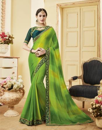 Shades In Green Gives A Fresh And Attractive Look Everytime You Wear It. Grab This Saree In Shaded Green Paired With Pine Green Colored Blouse. This Saree Is Fabricated On Georgette Paired With Art Silk Fabricated Blouse. Buy This Saree Now.