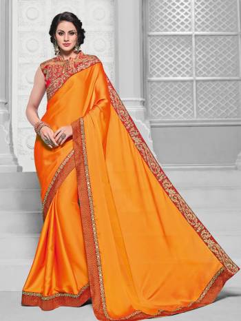 Classy, sensuous and versatile are the perfect words to describe this Bright Yellow color two-tone bright georgette saree. Ideal for party, festive & social gatherings. this gorgeous saree featuring a beautiful mix of designs. Its attractive color and designer embroidered design, attractive stone design, beautiful floral design work over the attire & contrast hemline adds to the look. Comes along with a contrast unstitched blouse.