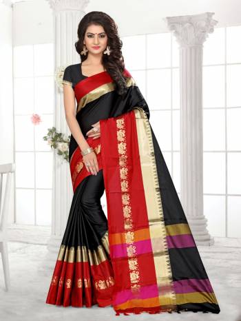 Have A Bold and Beautiful Look Wearing This Saree In Black Color Paired With Black Colored Blouse. This Saree And Blouse Are Fabricated On Satin Silk Beautified With Weave. It Is Light In Weight And Easy To Carry All Day Long. 