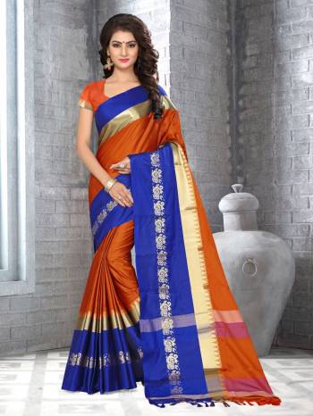 Celebrate This Festive Season Wearing This Beautiful Attractive Saree In Rust Orange Color Paired With Rust Orange Colored Blouse. This Saree And Blouse Are Fabricated On Satin Silk Which Has A Beautiful Luster Which Gives An Attractive Look To Your Personality.