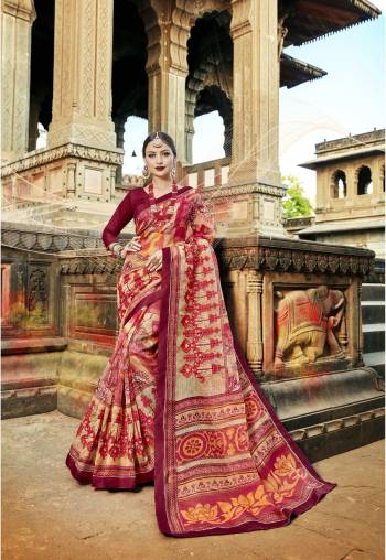 Go Colorful Wearing this Saree In Multi Color Paired With Paired With Magenta Pink Colored Blouse. This Saree Is Fabricated On Super Net Cotton Paire dWith Art Silk Fabricated Blouse. It Has Beautiful Colors All Over The Saree And Also It Is Easy To Carry All Day Long.