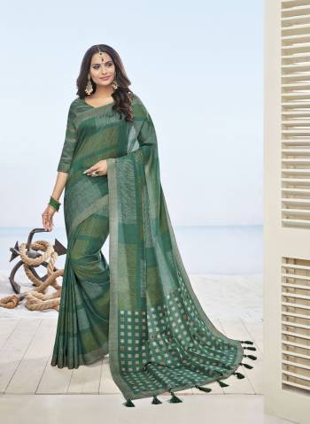 New And Unique Shade Is Here In Teal Green Color Paired With Teal Green Colored Blouse. This Saree And Blouse Are Fabricated On Cotton Khadi. Its Fabric Is Soft Towards Skin And Easy To Carry All Day Long. Buy This Saree Now.