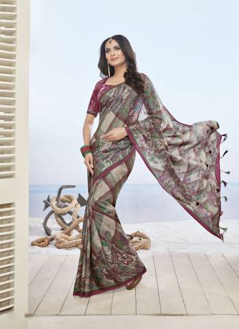 Go Colorful Wearing This Saree In Multi Color Paired With Magenta Pink Colored Blouse. This Saree And Blouse Are Fabricated On Cotton Khadi Beautified With Checks And Floral Prints All Over It. Buy Now.