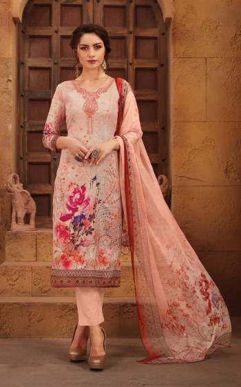 Here Is Very Pretty Shade In Pink With This Straight Suit In Baby Pink Color Paired With Baby Pink Colored Bottom And Dupatta. Its Top And Bottom Are Fabricated On Satin Paired With Chiffon Dupatta. Buy This Suit Now.