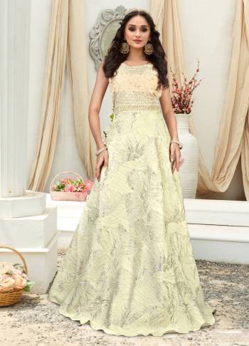 Simple And Ekegant Looking Designer Floor Length Gown Is Here In Off-White Color Based On Fancy Fabrics. This Readymade Gown Is Light Weight And Ensures Superb Comfort, Also It Is Easy To Carry All Day Long.