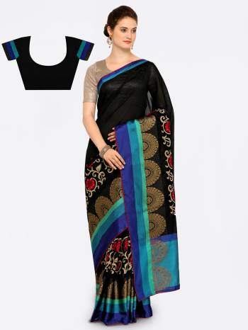 Enhance Your Beauty Wearing This Saree In Black Color Paired With Black Colored Blouse. This Saree And Blouse are Fabricated On Cotton Art Silk Which Gives A Rich Look To Your Personality. Buy This Saree Now.