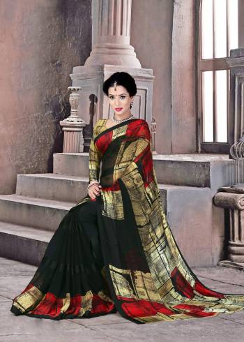 For A Bold and Beautiful Look, Grab This Saree In Black Color Paired With Beige Colored Blouse. This Saree And Blouse Are Fabricated On Satin Silk Beautified With Prints. Its Fabric Is Light Weight And Ensures Superb Comfort All Day Long.