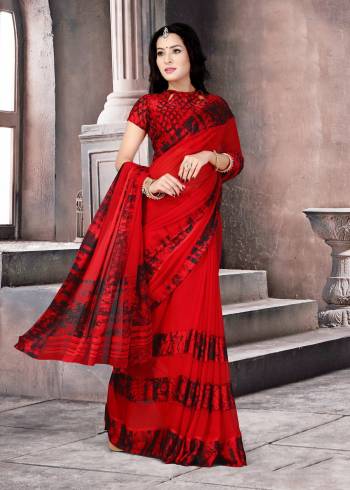 Adorn the Angelic Look Wearing This Saree In Red Color Paired With Red Colored Blouse. This Saree And Blouse Are Fabricated On Satin Silk Beautified With Which Is Soft Towards Skin And Easy To Carry All Day Long.