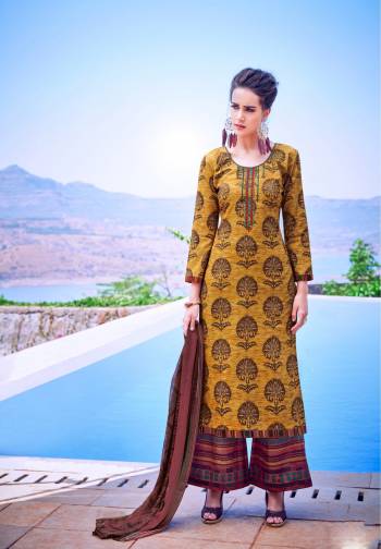 If Those Readymade Suits Does Not Lend You The Desired Comfort, Than Grab This Dress Material In Yellow Colored Top Paired With Multi Colored Bottom And Dupatta. Its Top And Bottom Are Fabricated On Cotton Paired With Chiffon Dupatta. Get This Stitched As Per Your Desired Fit And Comfort.