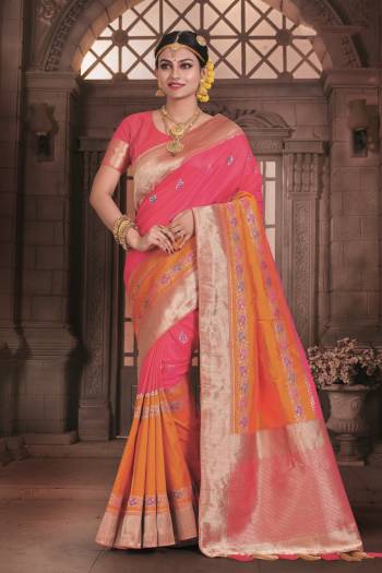 Shine Bright Wearing This Saree In Pink Color Paired With Pink Colored Blouse. This Saree And Blouse Are Fabricated On Art Silk Beautified With Weave All Over It. This Rich Looking Saree Is Suitable For All Occasion.