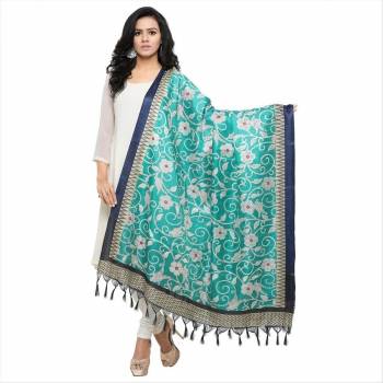 Give Your Simple Suit An Enhanced Look By Pairing It Up With This Beautifiul Turquoise Blue Colored Dupatta. This Dupatta Is Fabricated On Cotton Art Silk Beautified With Prints All Over. Buy Now.