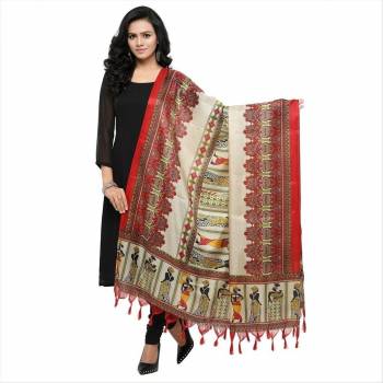 Add Beauty To Your Simple Kurti By Pairing It With This Lovely Dupatta In White And Red Color Fabricated On Cotton Art Silk Beautifiied With Prints. 