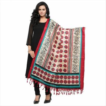 Add Beauty To Your Simple Kurti By Pairing It With This Lovely Dupatta In White And Red Color Fabricated On Cotton Art Silk Beautifiied With Prints. 