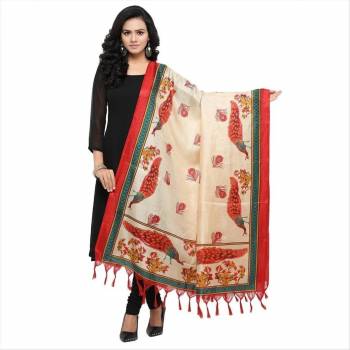 Add Beauty To Your Simple Kurti By Pairing It With This Lovely Dupatta In White And Red Color Fabricated On Cotton Art Silk Beautifiied With Prints. 