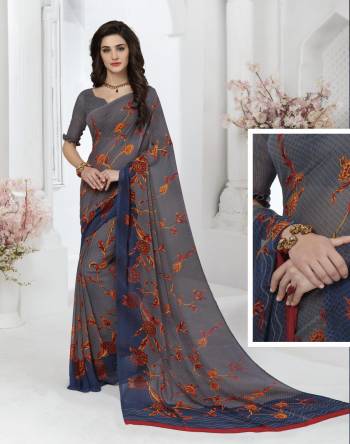 For Your Casual Wear, Grab This Pretty Saree In Cream And Brown Color Paired With Brown Colored Blouse. This Saree And Blouse Are Fabricated On Georgette Beautified With Prints. Its Fabrics Ensures Superb Comfort All Day Long.