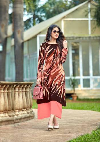 For Your Semi-Casual Wear, Grab This Pretty kurti In Brown And Peach Color Fabricated On Georgette. This Readymade Kurti Is Available In All Regular Sizes. Also It Ensures Superb Comfort All Day Long.