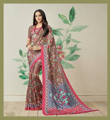 Lovely Color Pallete Has Been Used For This Saree, Grab This Saree In Brown And Multi Color Paired With Brown Colored Blouse. This Saree Is Fabricated On Jute Art Silk paired With art Silk Fabricated Blouse. 