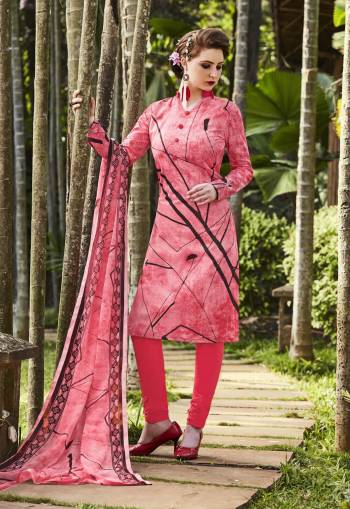 Look Pretty In This Simple And Elegant Looking Dress Material In Pink Color Paired With Pink Colored Bottom And Dupatta, Its Top And Bottom Are Fabricated On Cotton Paired With Chiffon Dupatta. Buy Now.