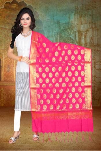 Bright And Visually Appealing Color Is Here With This Lovely Dupatta In Fuschia Pink Color Fabricated On Banarasi Art Silk Beautified With Weave. It Is Light In Weight And Easy To Carry All Day Long.